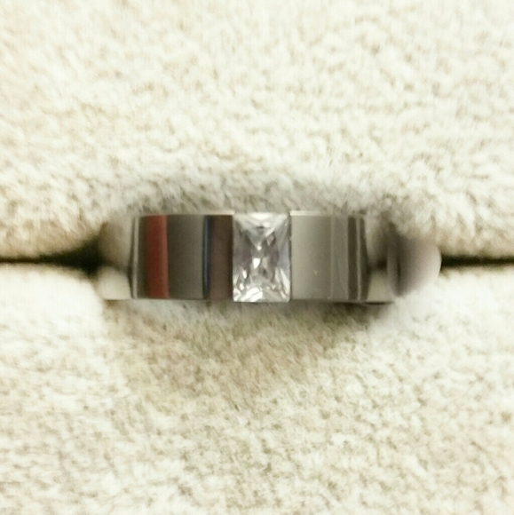 Cubic Zirconia Men's Ring, Stainless Steel - Picture 2 of 4